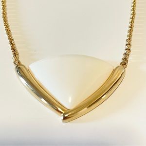 Monet Necklace White Lucite and Gold Tone